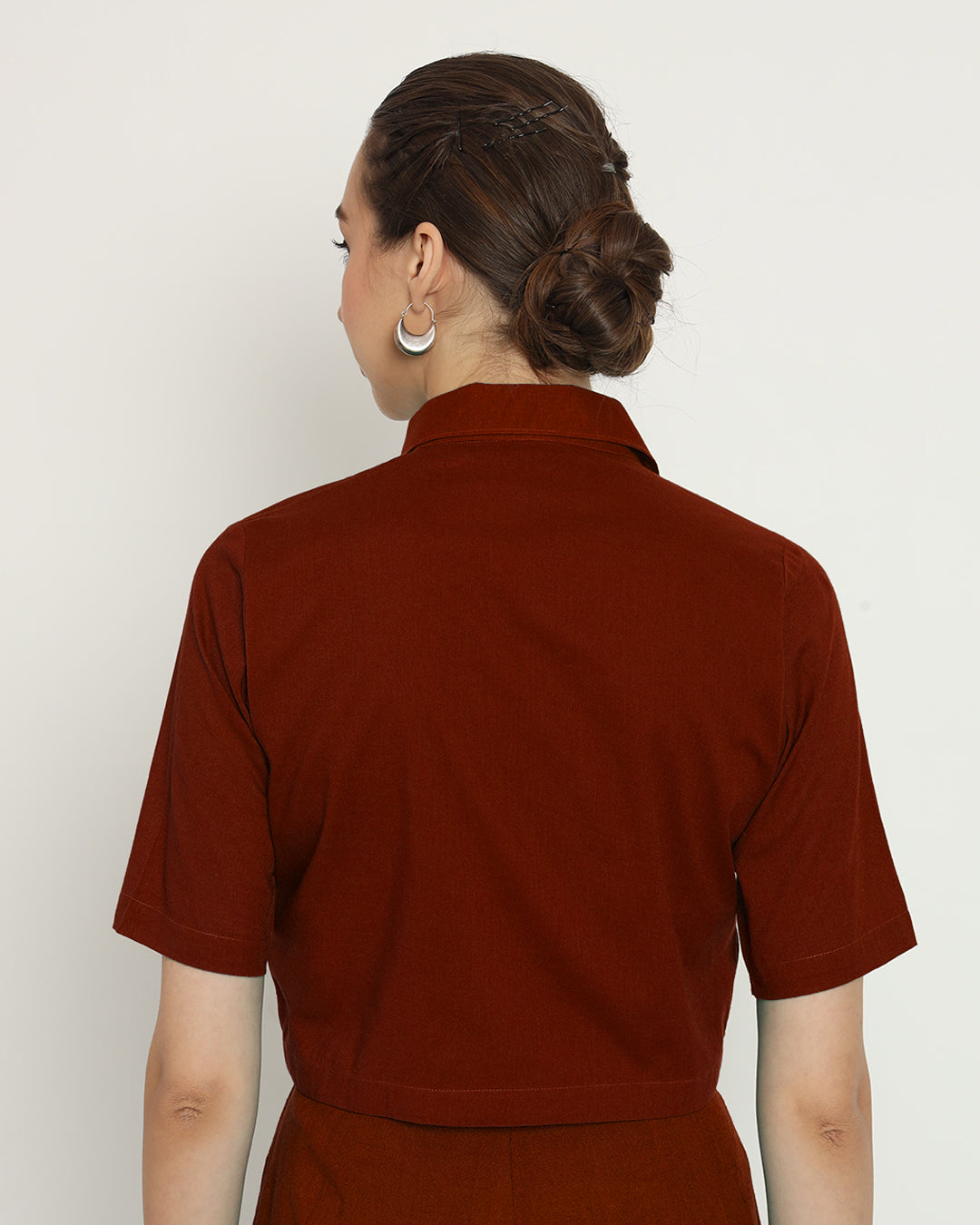 Russet Red Cropped Shirt Blouse