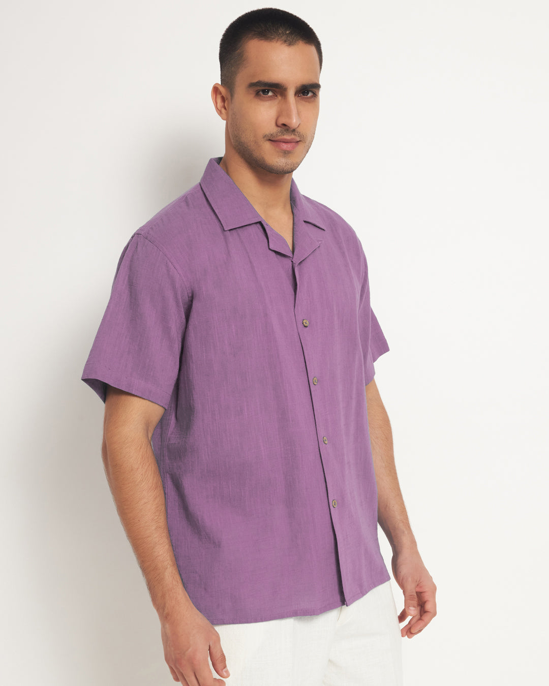 Classic Wisteria Purple Men's Half Sleeves Shirt