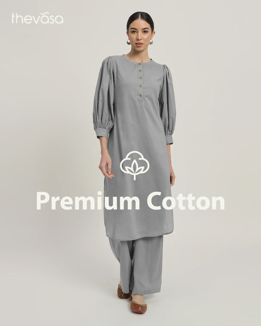 Iced Grey Balloon Breeze Pot Neck Solid Co-ord Set