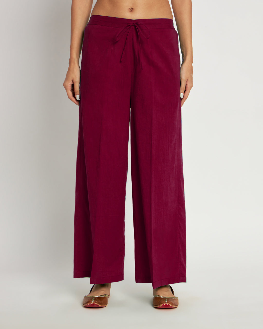 Combo: Russet Red & Midnight Blue Wide Pants- Set Of 2
