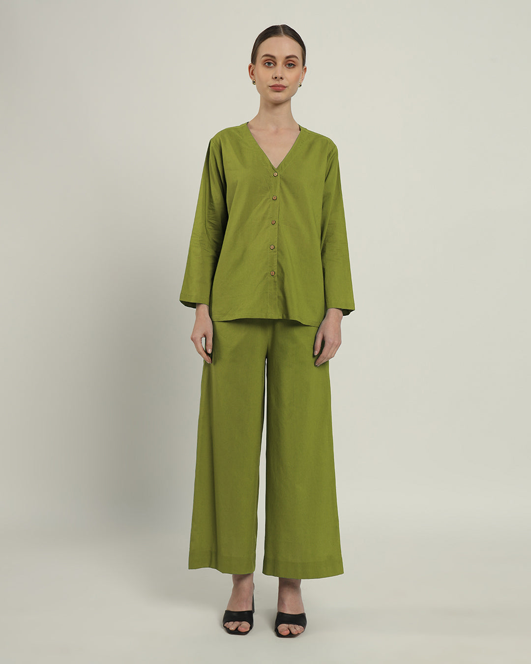 Sage Green Classic Grace Shirt Solid Co-ord set