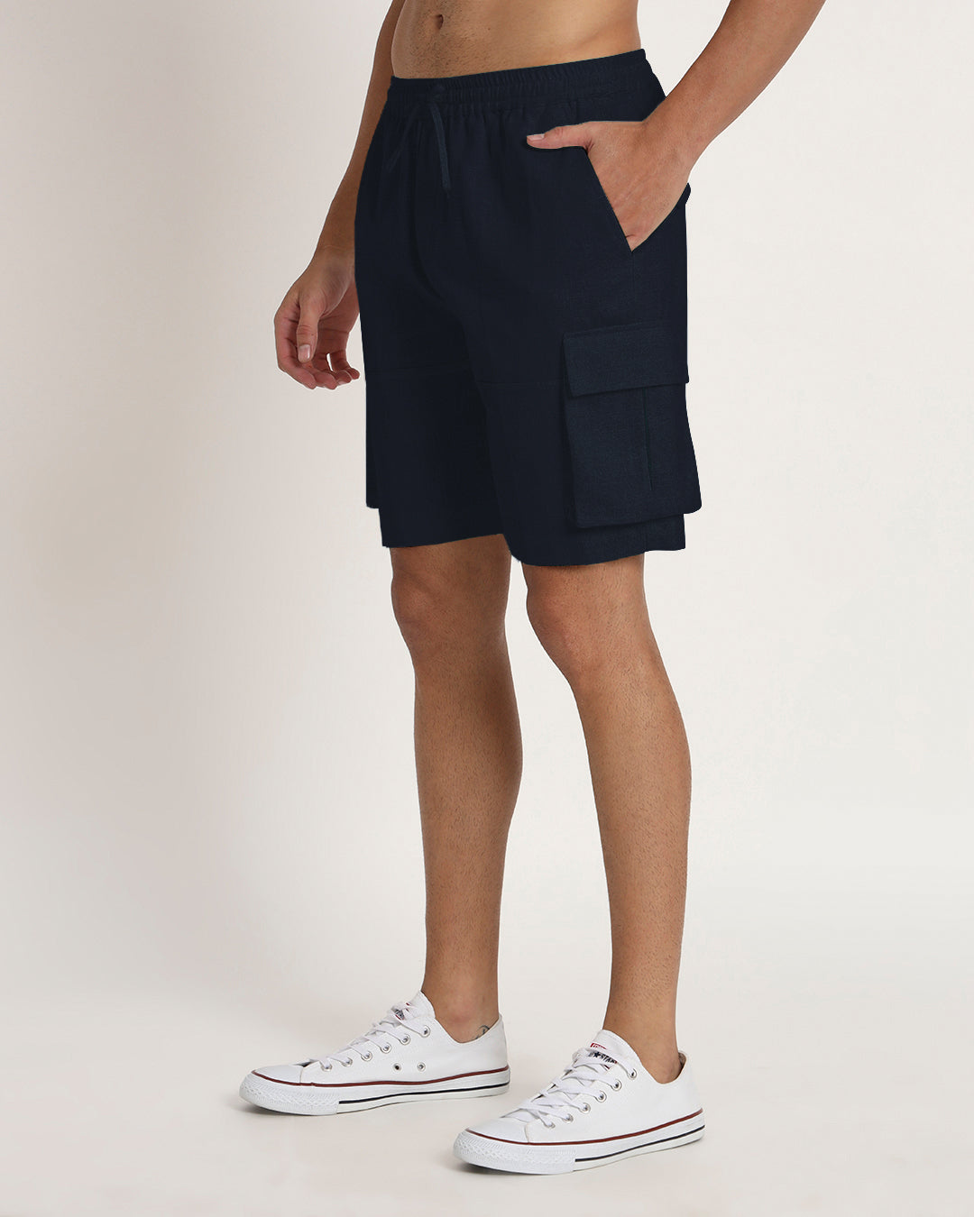 Combo : Slub Comfort Cargo Shorts Black & Midnight Blue Men's Shorts