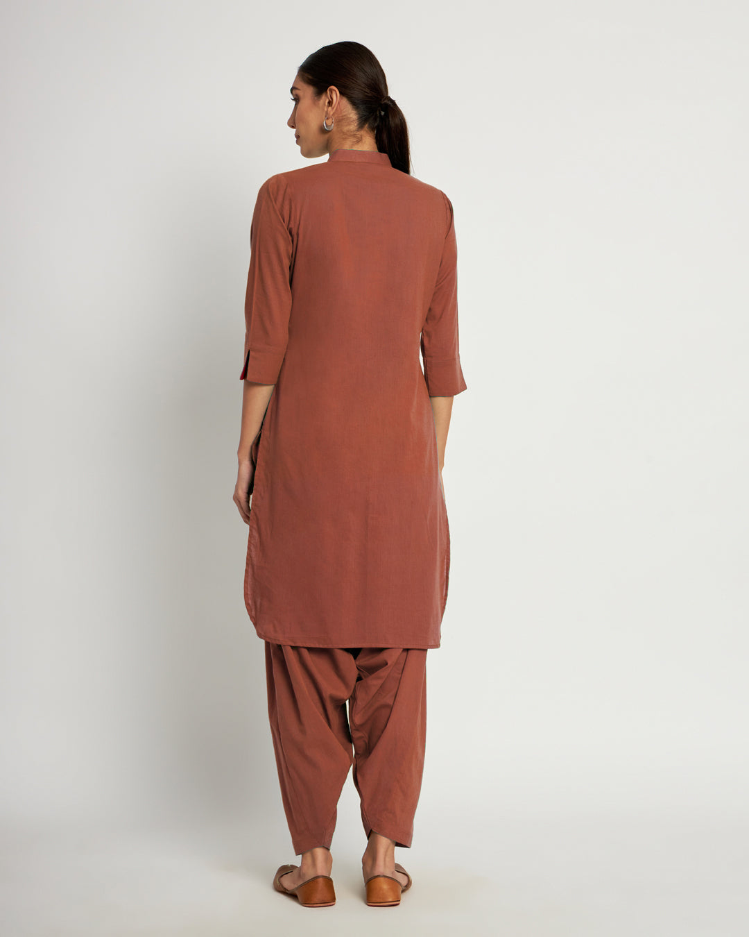 Blush In Love Band Collar Neck Solid Kurta (Without Bottoms)