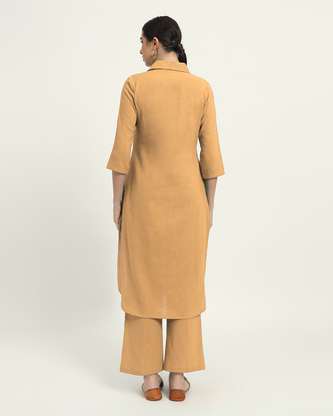 Combo: Beige & Burst of Lime Collar Comfort Solid Kurta