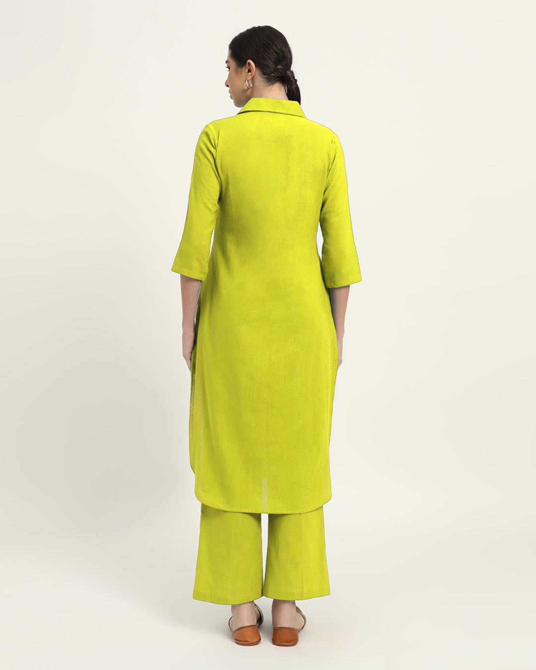 Combo: Burst of Lime & Iced Grey Collar Comfort Solid Kurta