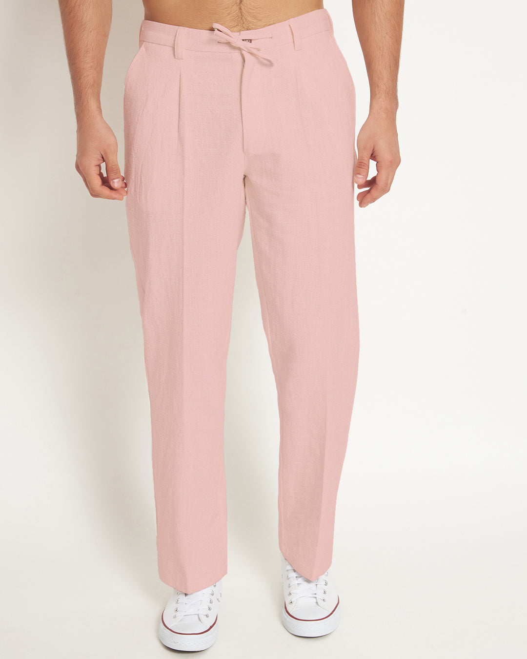 Combo: Casual Ease Beige & Fondant Pink Men's Pants - Set of 2