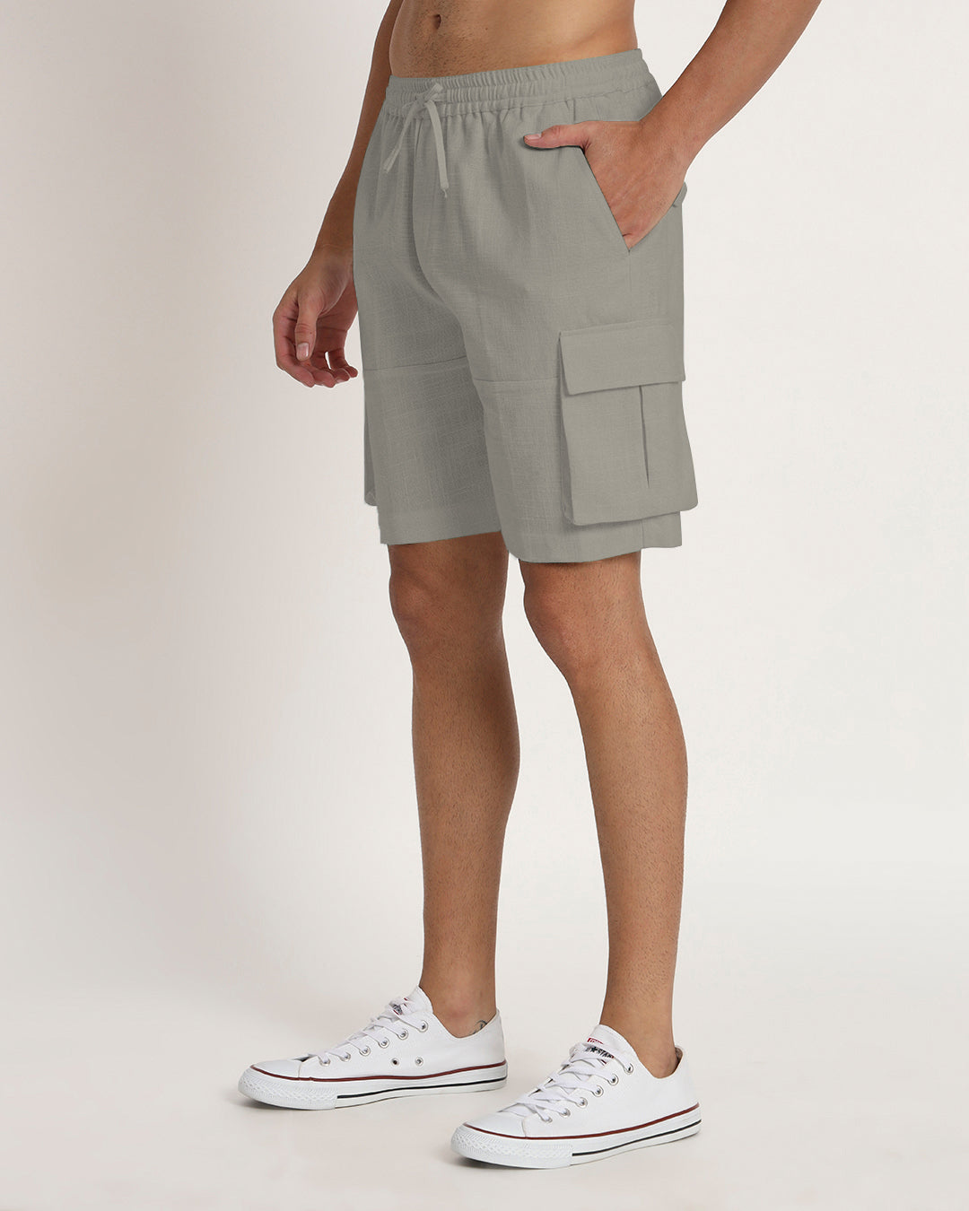 Combo : Slub Comfort Cargo Shorts Black & Grey Men's Shorts