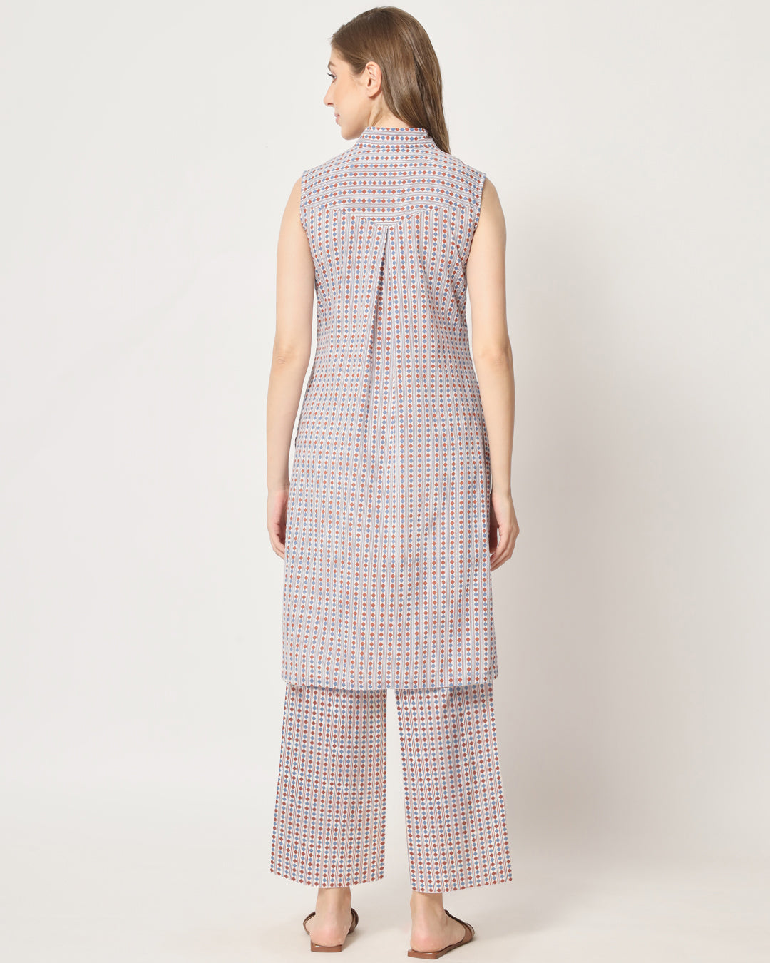 Printed Ivory Quadrangle Sleeveless Co-ord Set