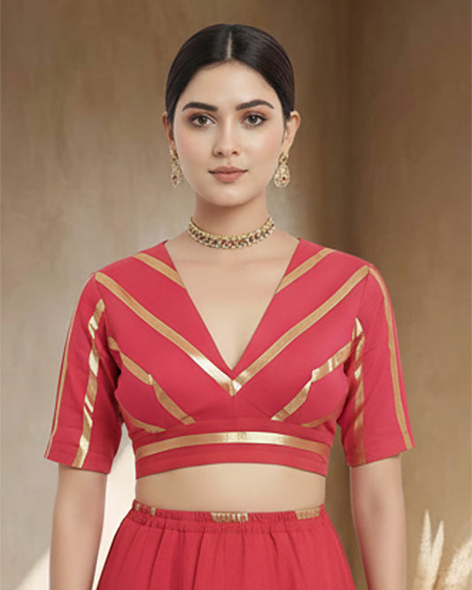 Pink Glisten Gala Deep V Blouse