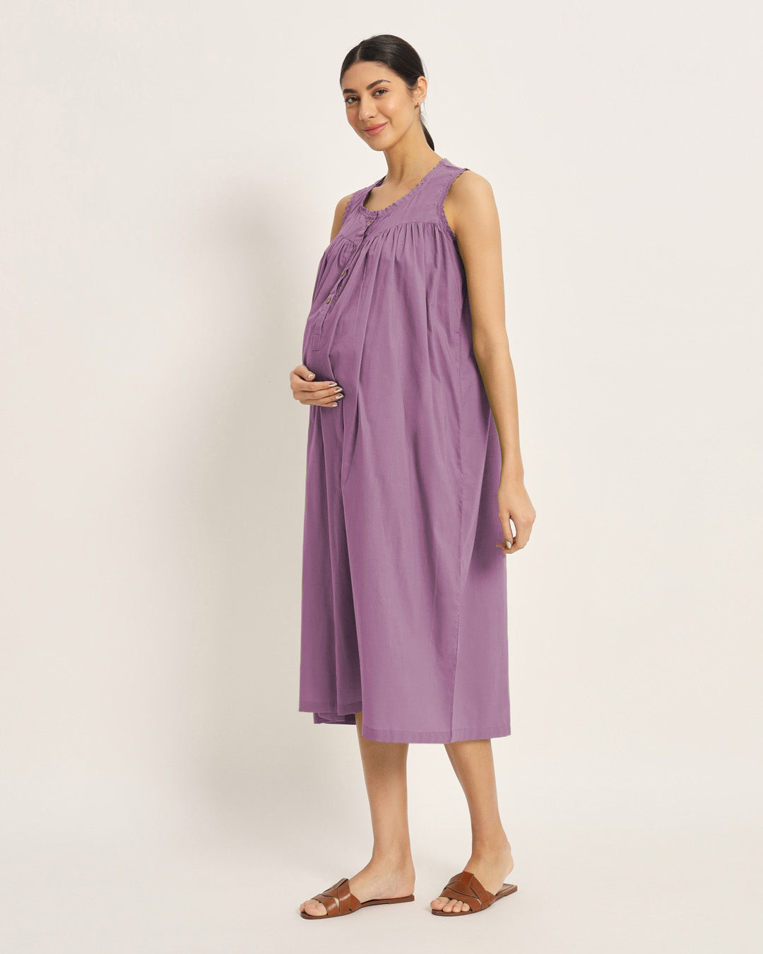 Combo: Iris Pink & Sage Green Pregnan-Queen Maternity & Nursing Dress