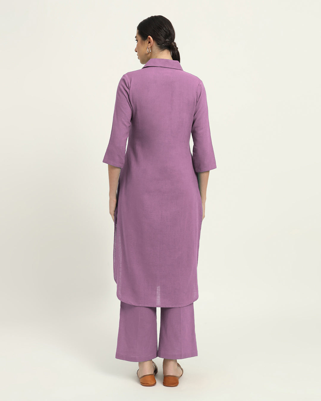 Combo: Iris Pink & Aurora Purple Collar Comfort Solid Kurta