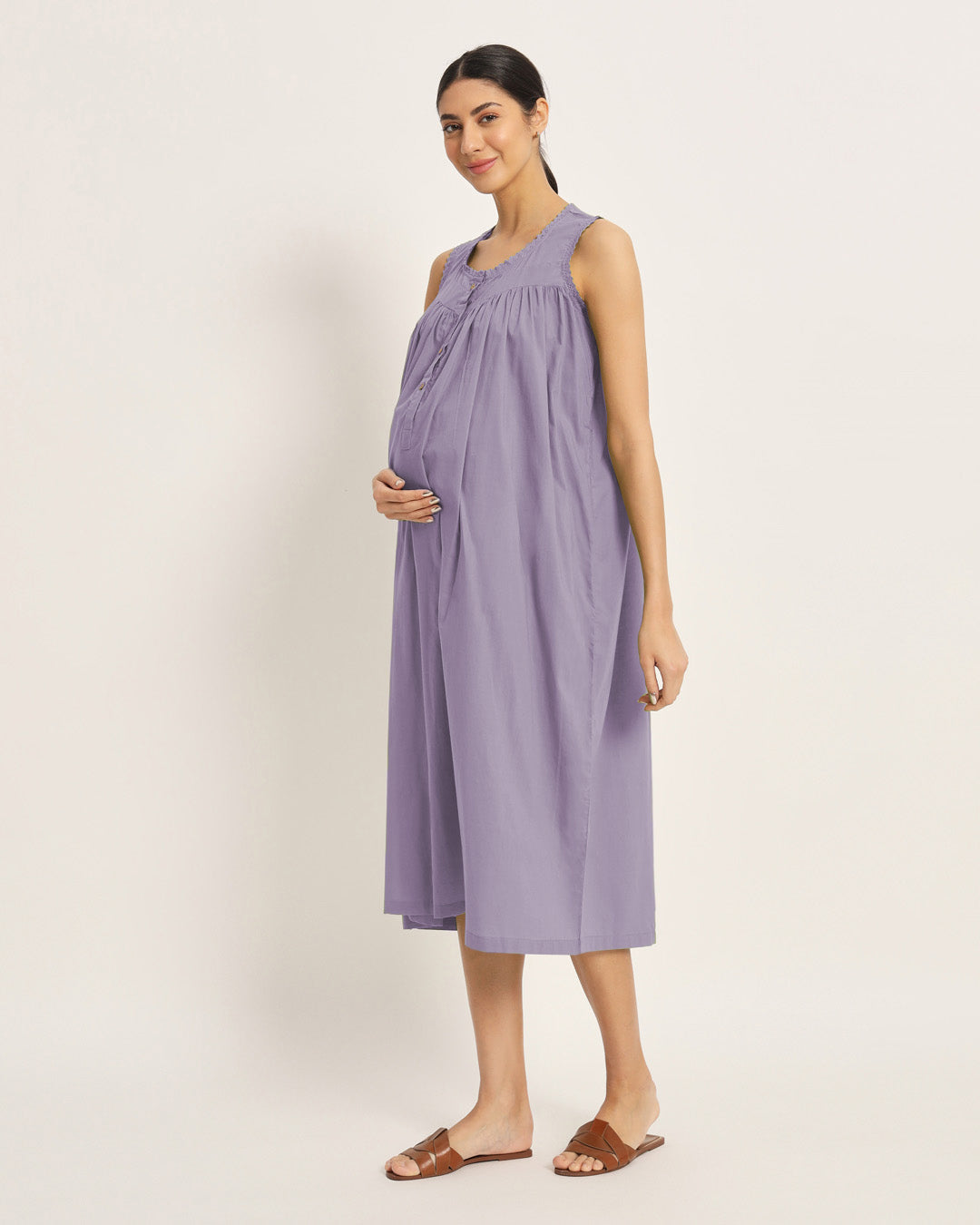Combo: Iris Pink & Lilac Pregnan-Queen Maternity & Nursing Dress