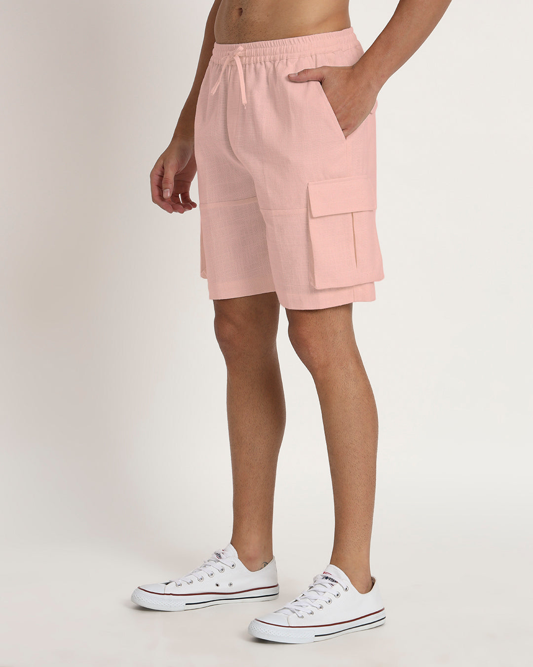 Combo : Slub Comfort Cargo Shorts Midnight Blue & Fondant Pink Men's Shorts