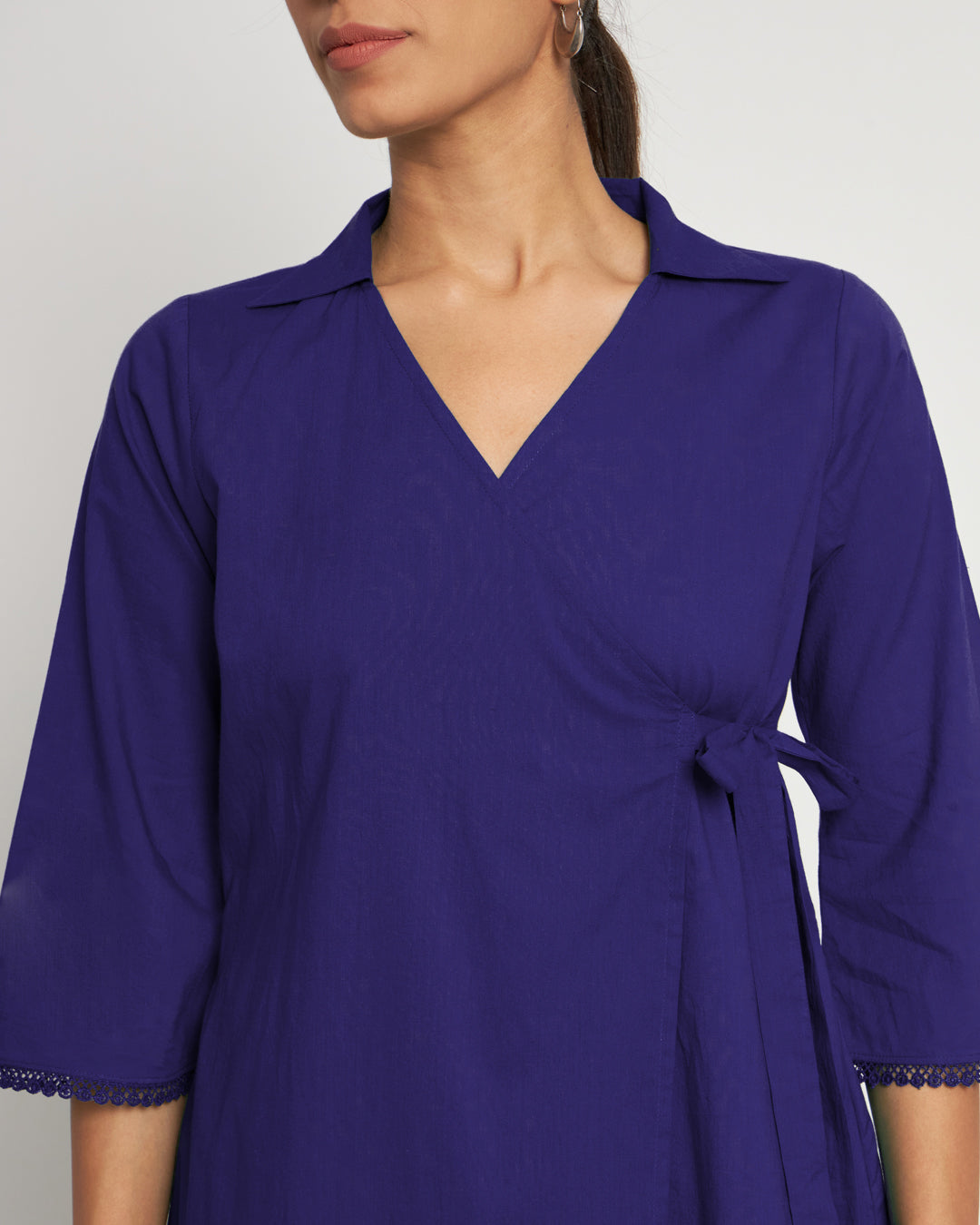 Aurora Purple Collar Neck Angrakha Solid Top (Without Bottoms)