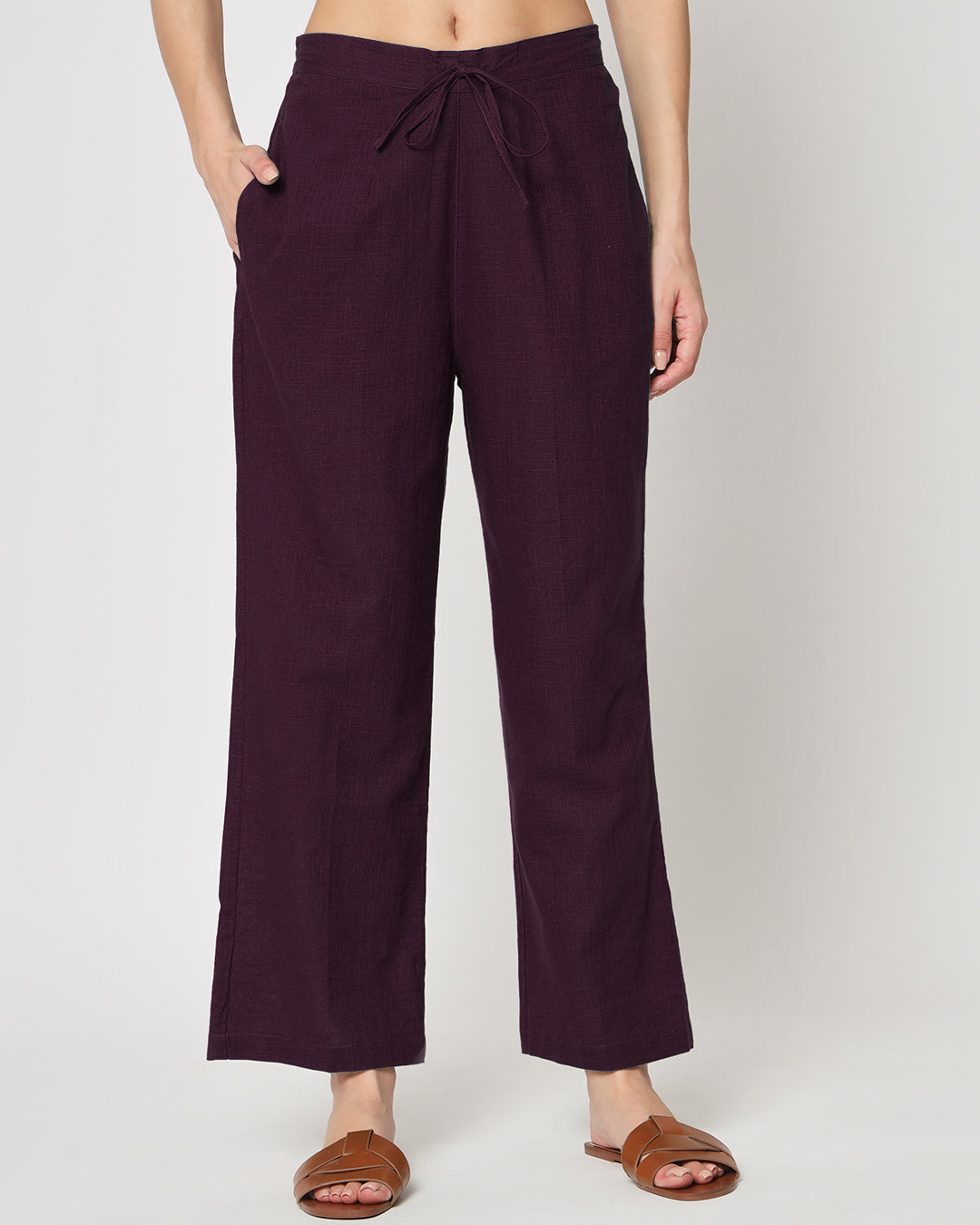 Combo: Scarlet Oak & Plum Passion Straight Pants- Set of 2