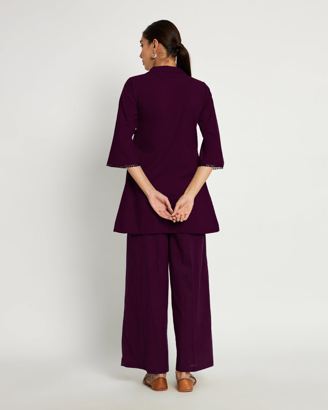 Plum Passion Collar Neck Angrakha Solid Top (Without Bottoms)