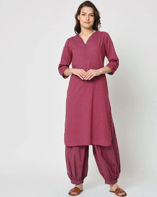 Wings Of Rose Lace Affair Solid Kurta (Without Bottoms)