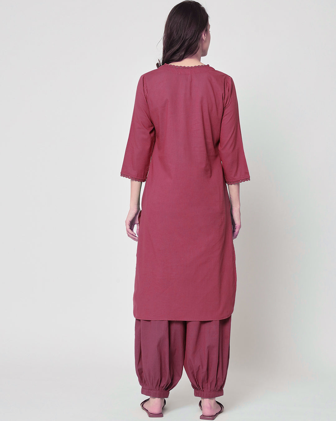 Wings Of Rose Lace Affair Solid Kurta (Without Bottoms)