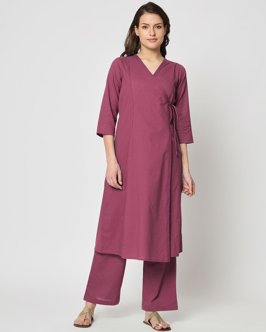 Wings Of Rose Angrakha Solid Kurta (Without Bottoms)