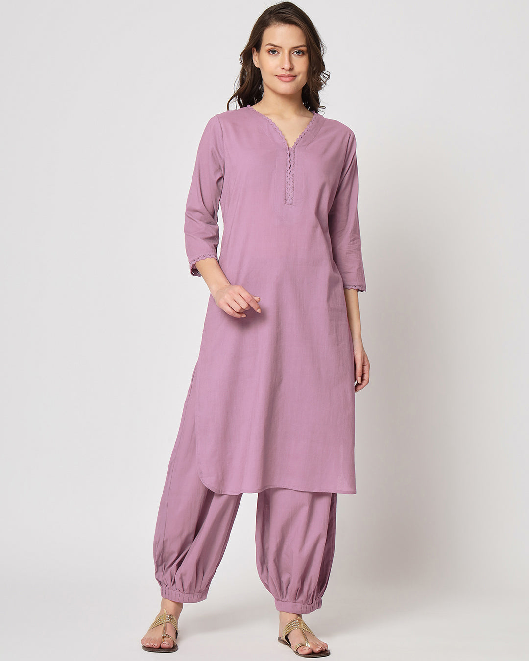 Iris Pink Lace Affair Solid Co-ord Set