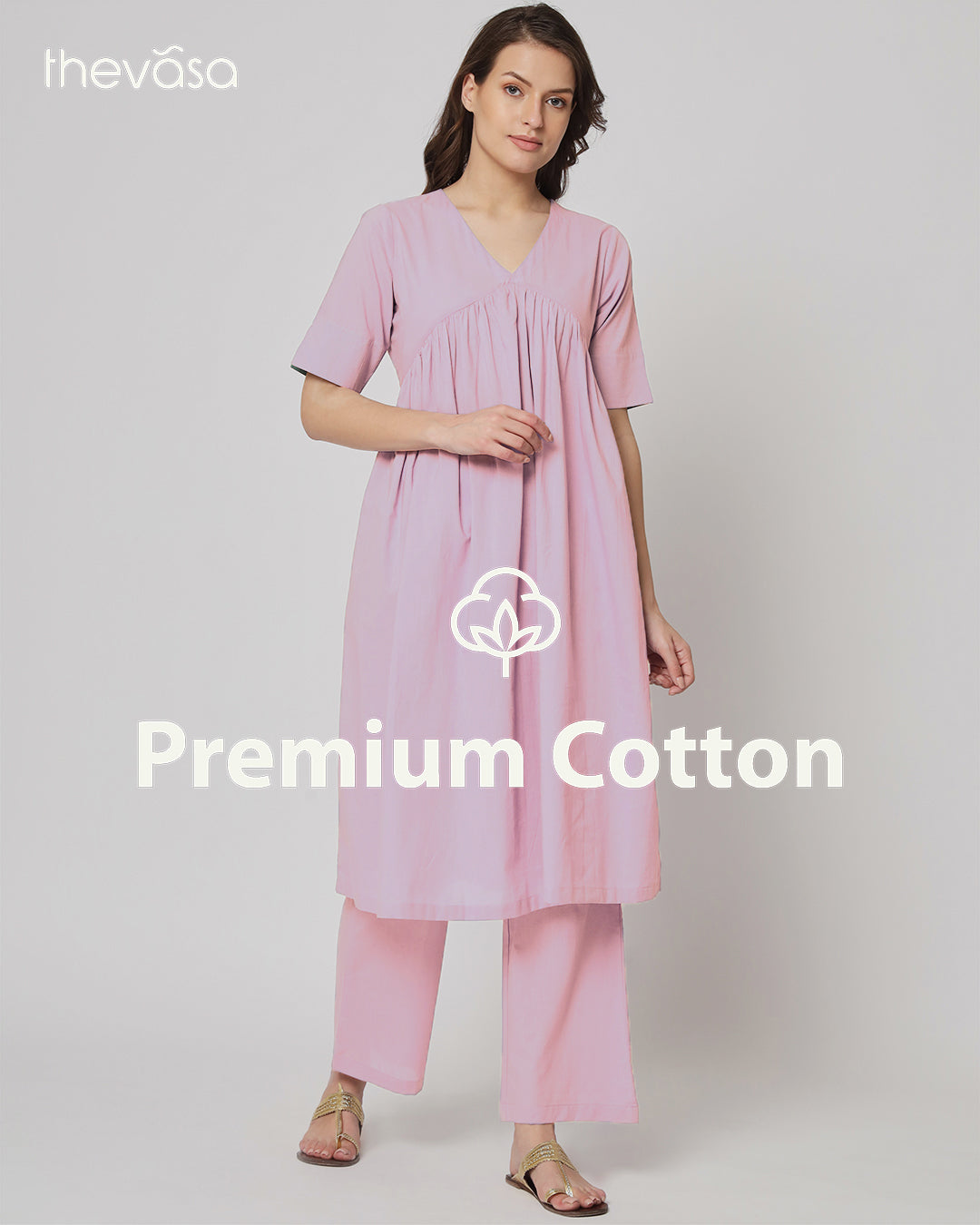 Pink Mist Gathered Solid Co-ord Set