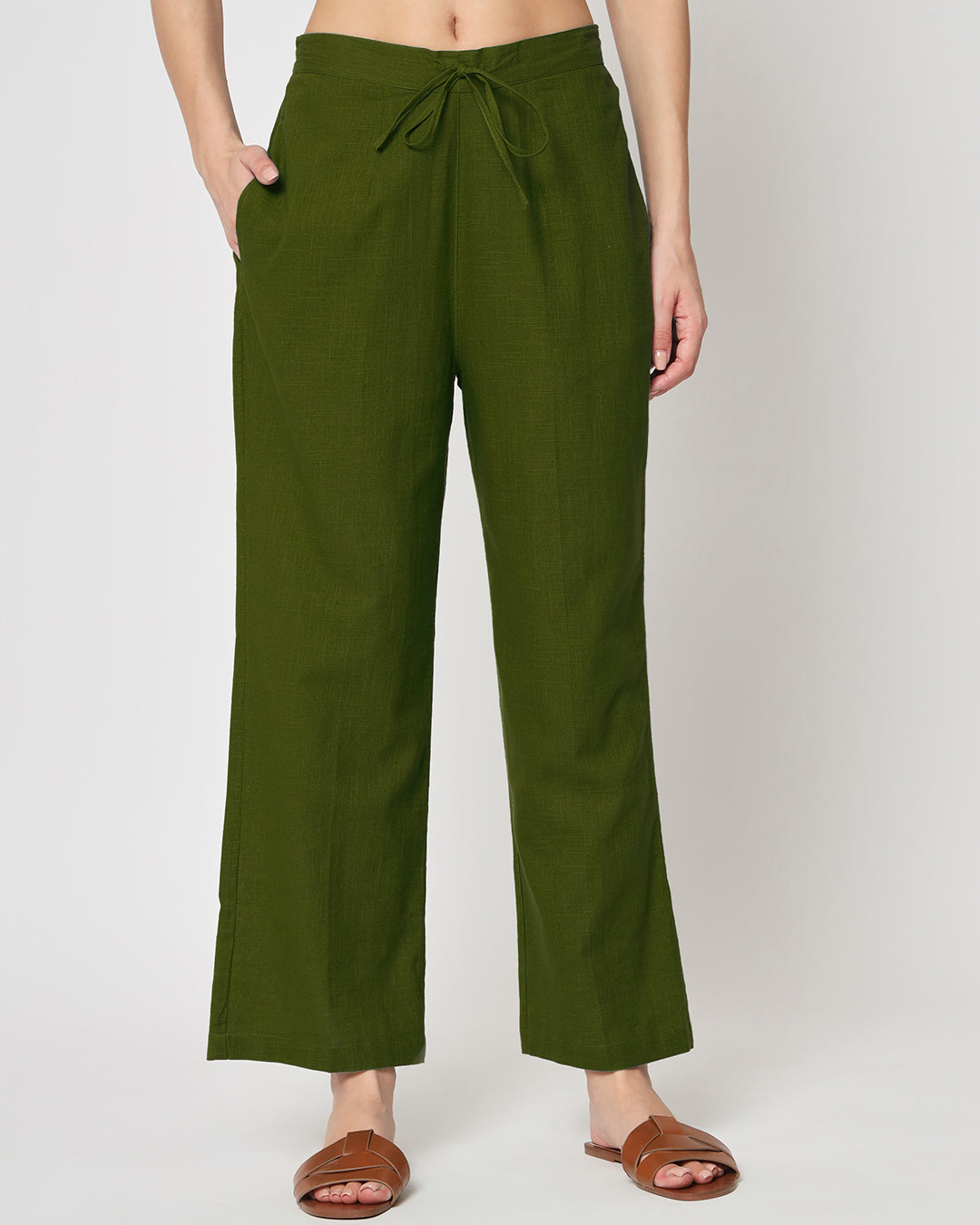 Combo: Greening Spring & Forest Green Straight Pants- Set of 2