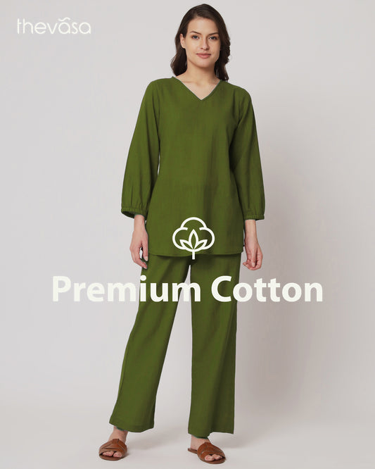 Greening Spring Bishop Sleeves Solid Co-ord Set