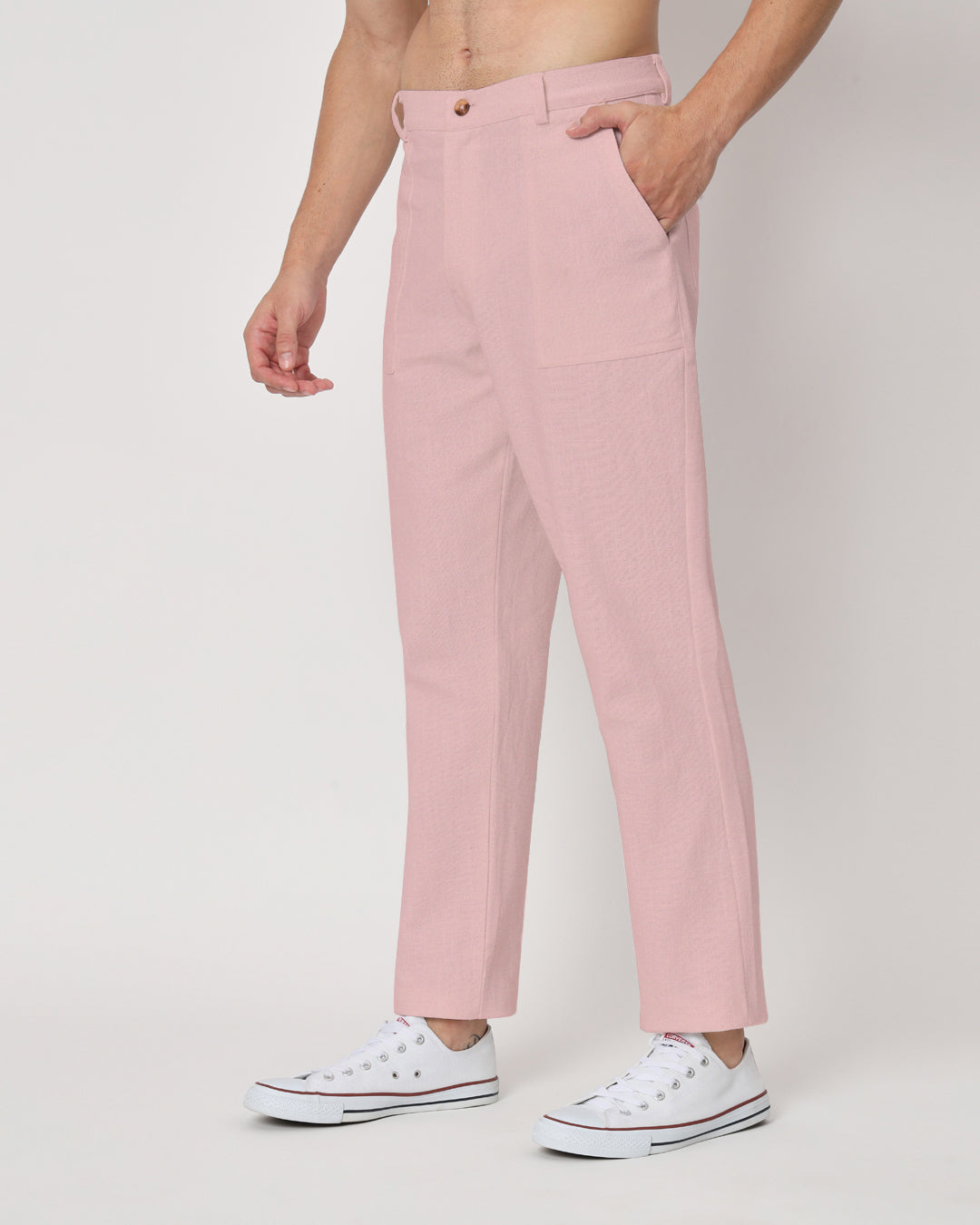 Breathable Comfortable Cool Stylish Designer Versatile Mid Rise Straight  Fit Pink Cotton Girls Trousers at Best Price in New Delhi