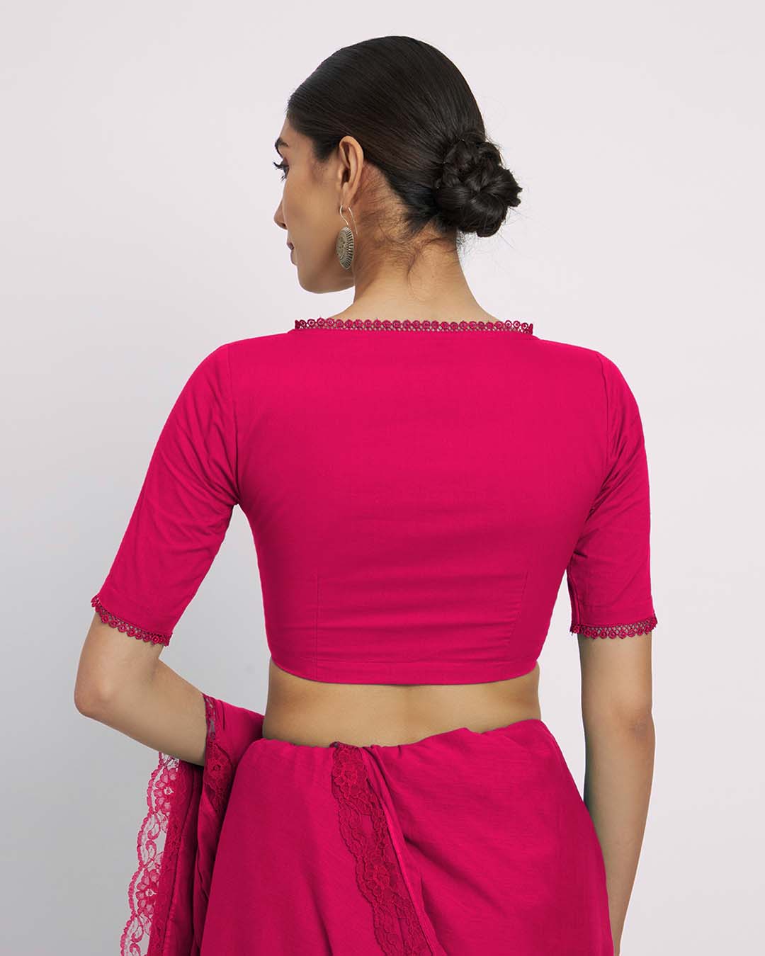 Queen's Gulabi V Neck Lace Medley Blouse