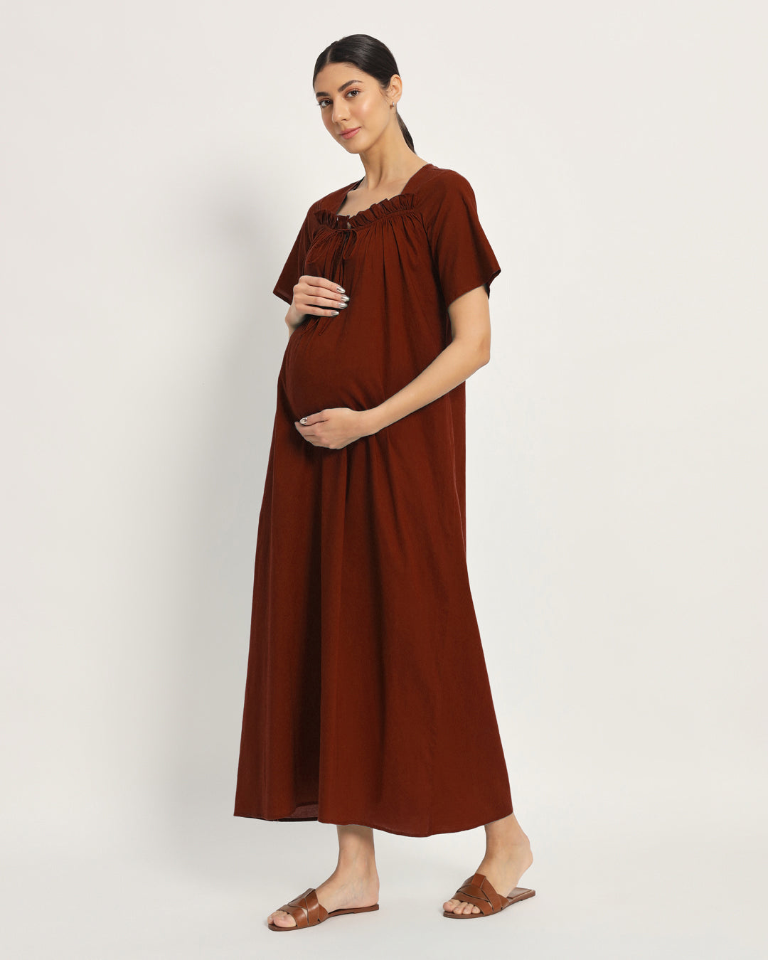 Combo: Russet Red & Sage Green Nurture N' Shine Maternity & Nursing Dress