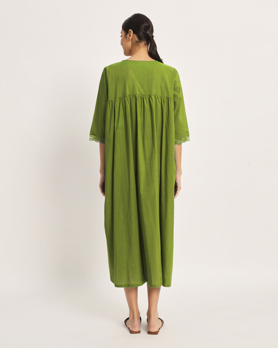 Combo: Iced Grey & Sage Green Stylish Preggo Maternity & Nursing Dress - Set of 2