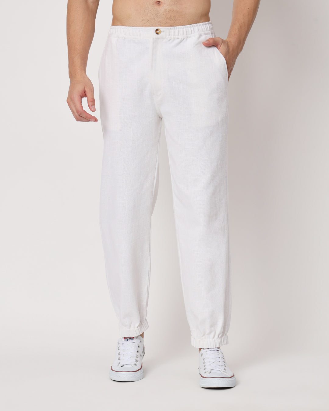 Combo: White & Grey Jog Men's Pants - Set of 2