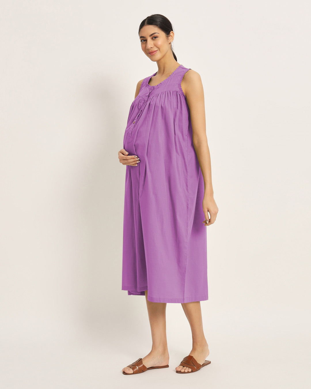 Combo: Sage Green & Wisteria Purple Pregnan-Queen Maternity & Nursing Dress