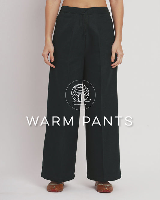 Deep Teal Woolen Wide Pants