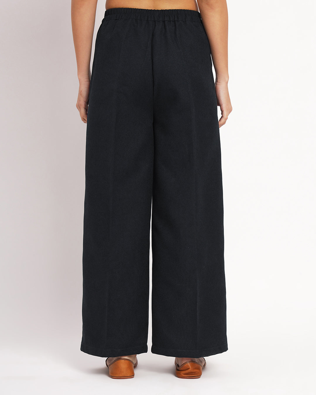 Black Woolen Wide Pants