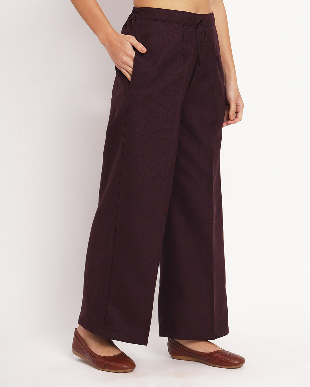 Plum Passion Woolen Wide Pants