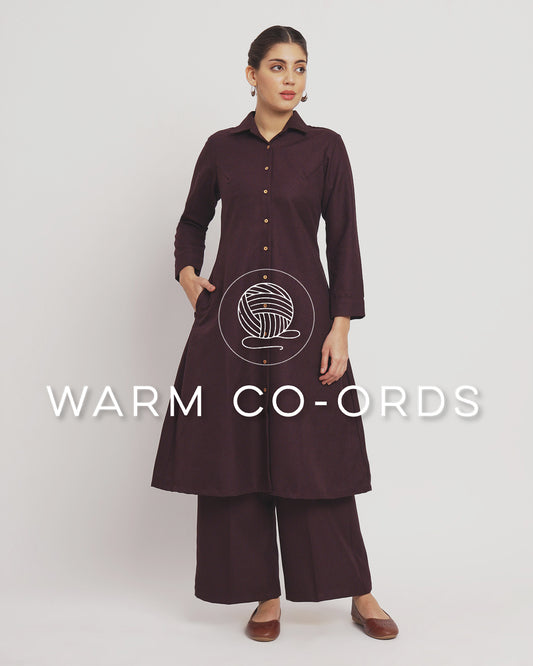 Plum Passion Artful A-Line Woolen Co-ord Set