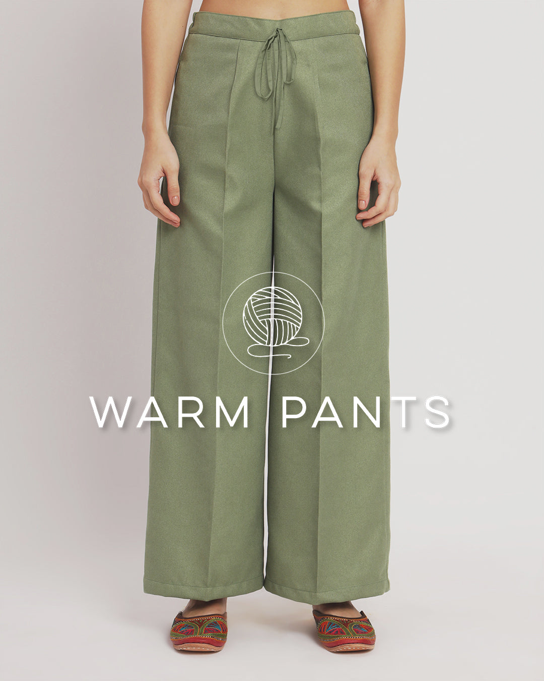 Pistachio Green Woolen Wide Pants