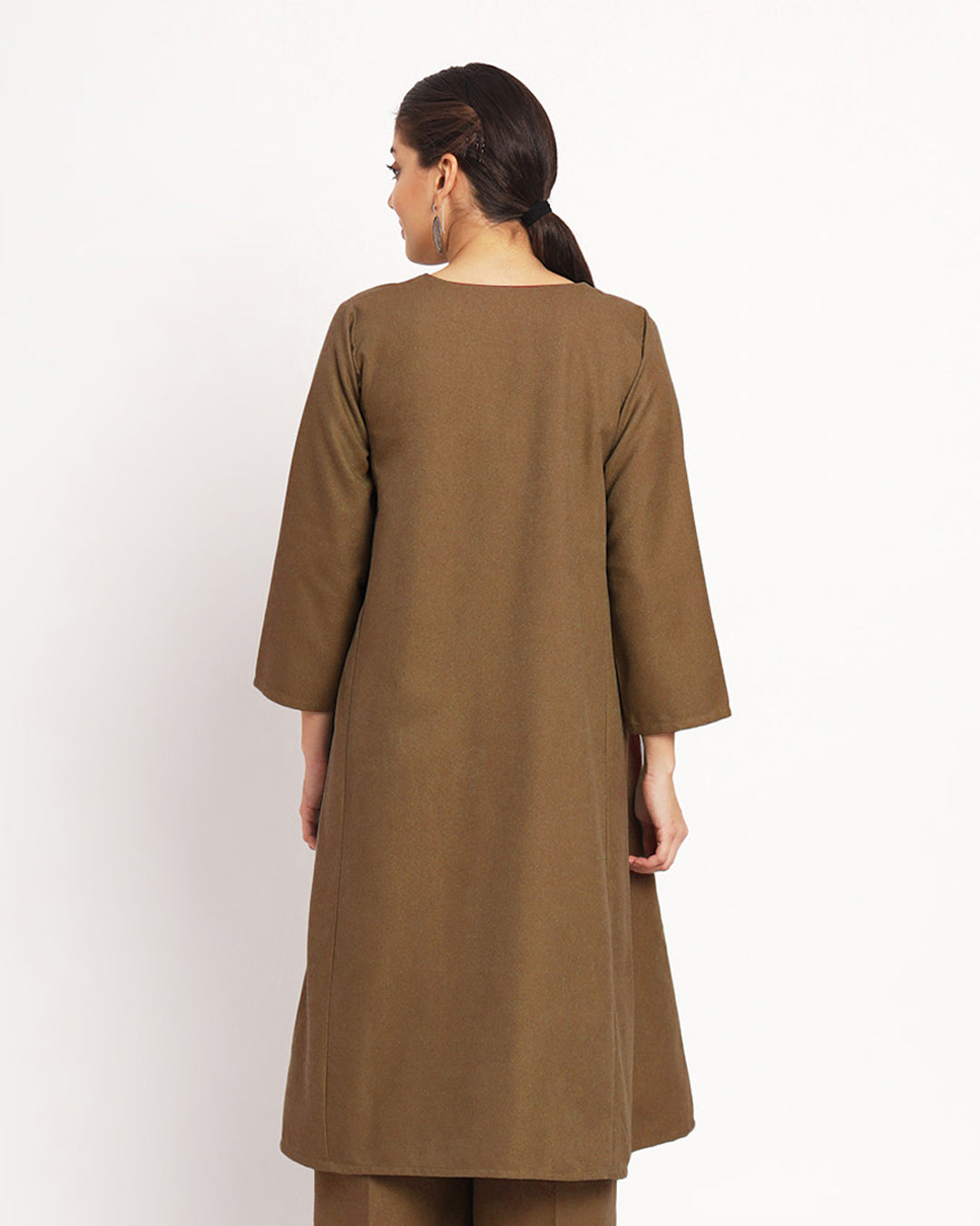 Peanut Brown Vintage Allure Woolen Phiran Kurta (Without Bottoms)