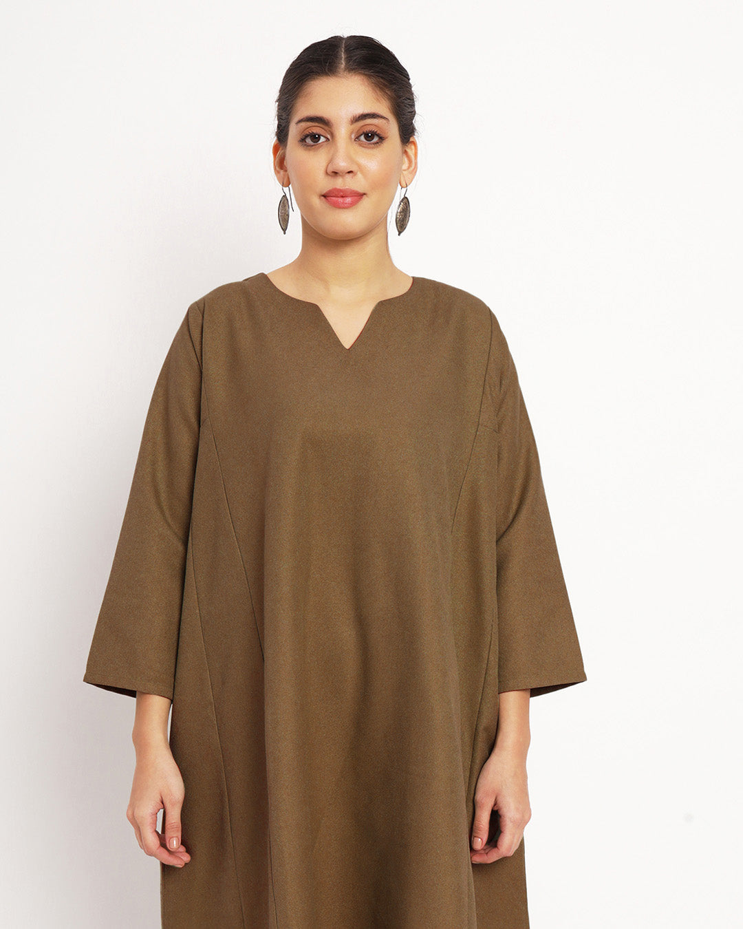 Peanut Brown Vintage Allure Woolen Phiran Kurta (Without Bottoms)