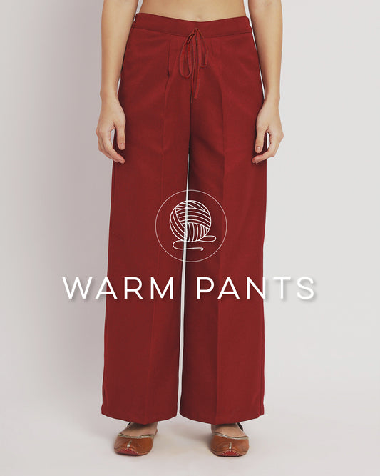 Russet Red Woolen Wide Pants