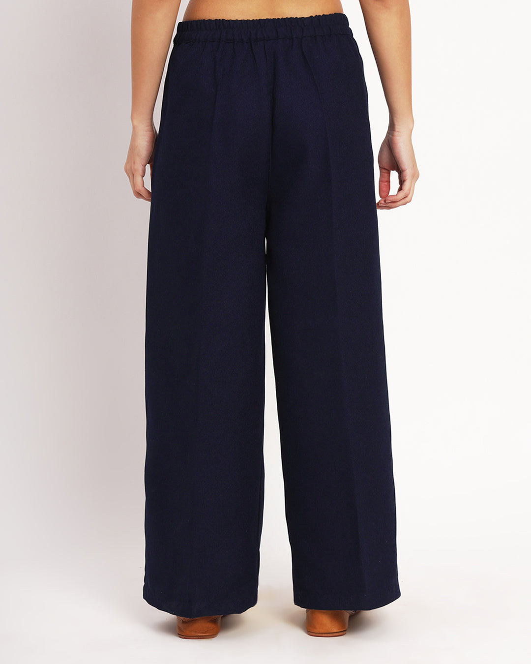 Midnight Blue Woolen Wide Pants