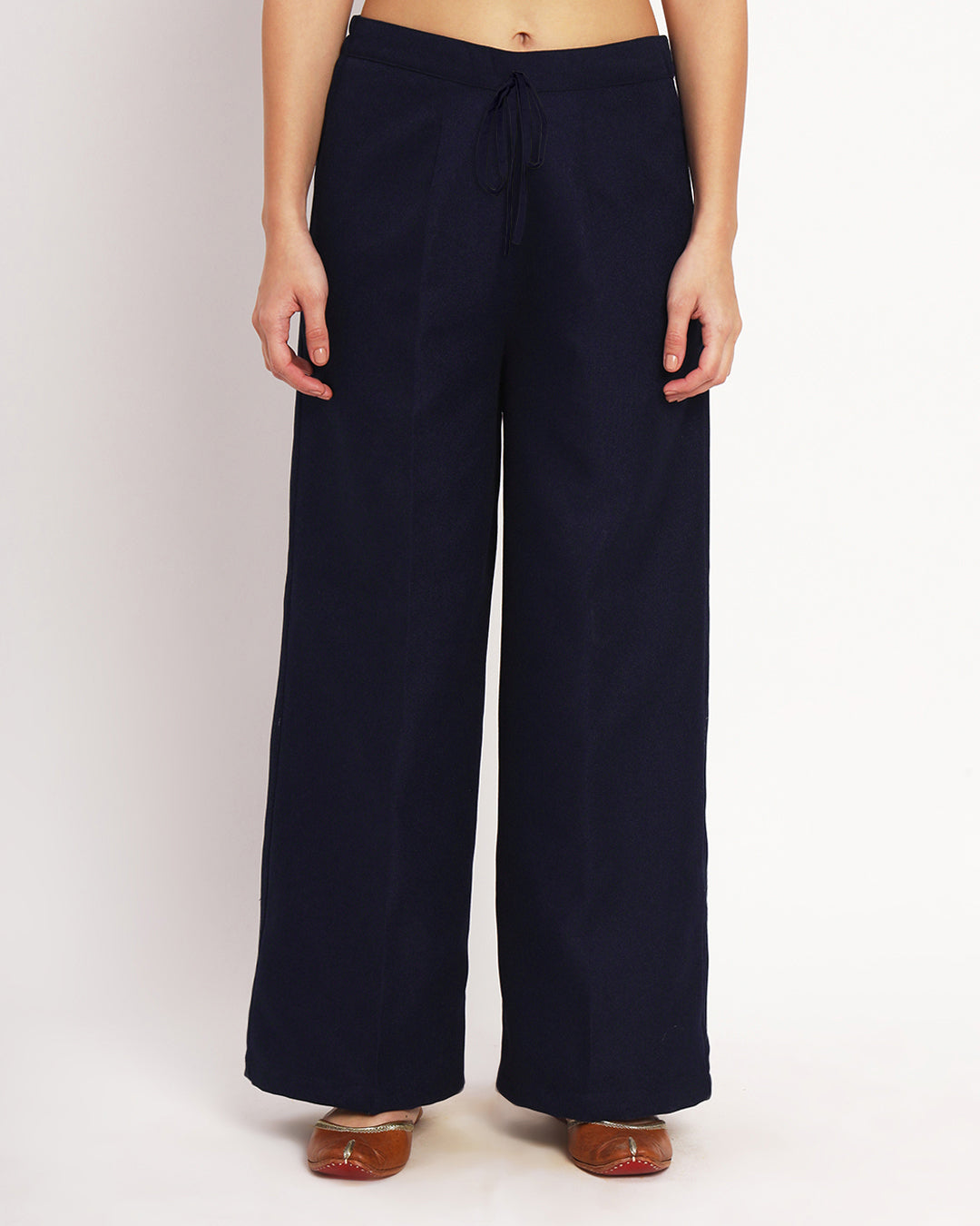 Midnight Blue Woolen Wide Pants