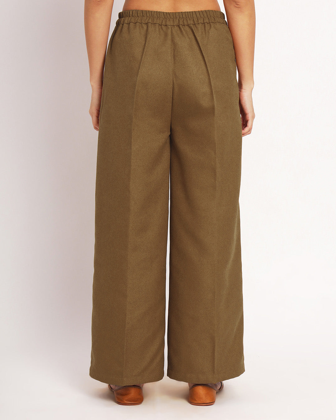 Peanut Brown Woolen Wide Pants