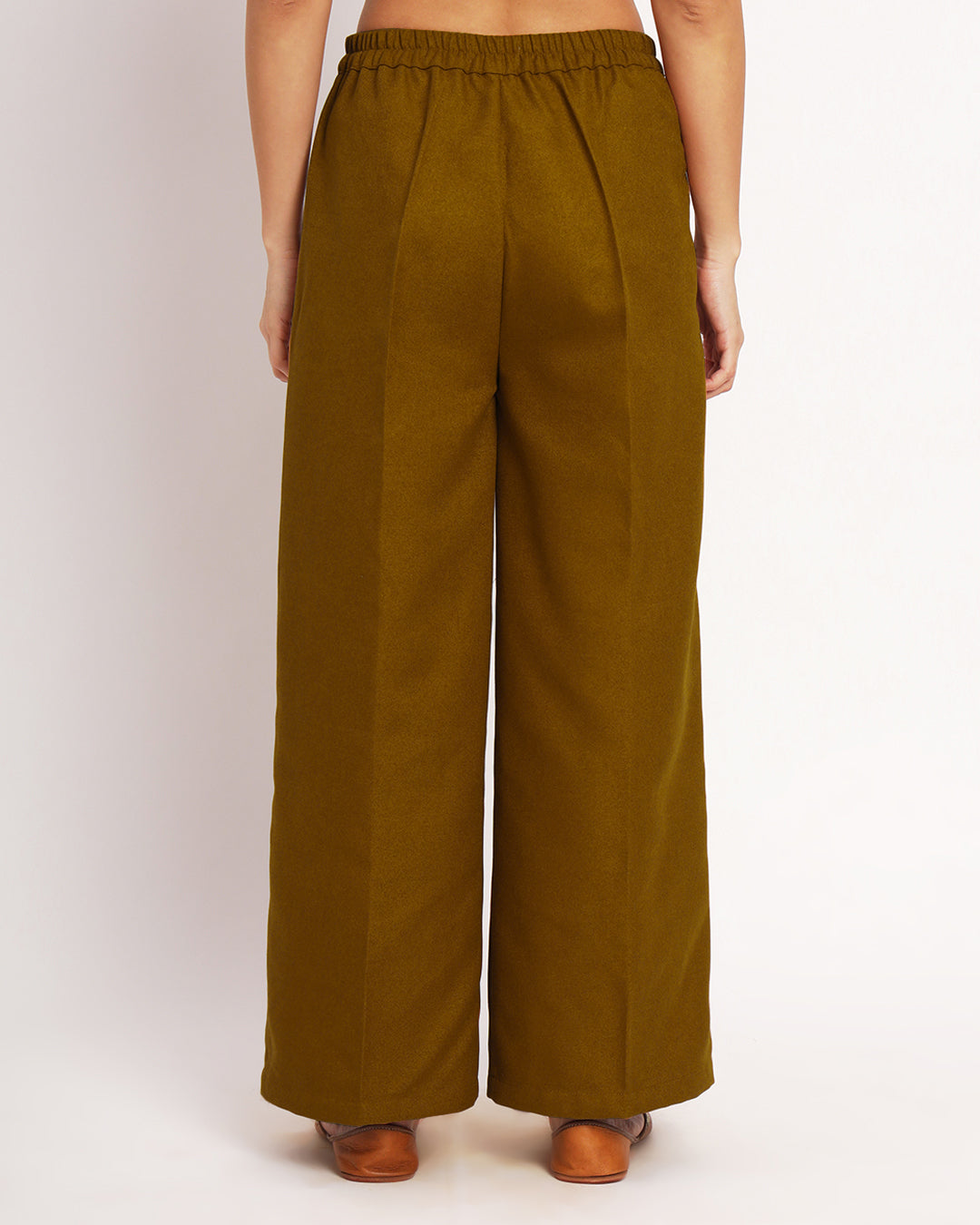 Mustard Woolen Wide Pants