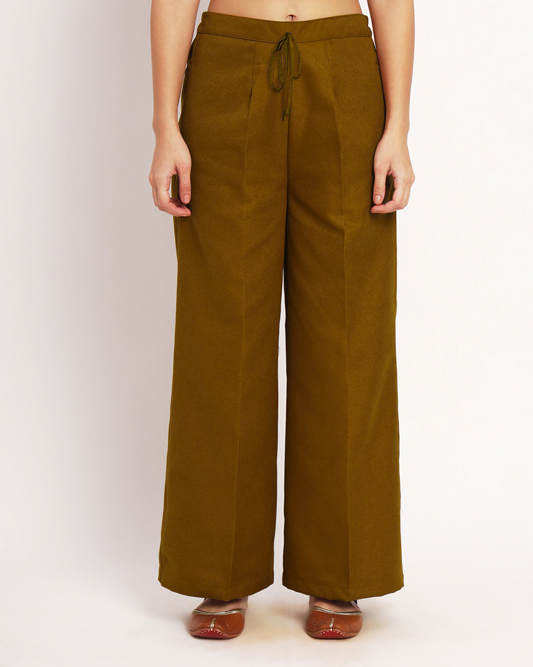 Mustard Woolen Wide Pants