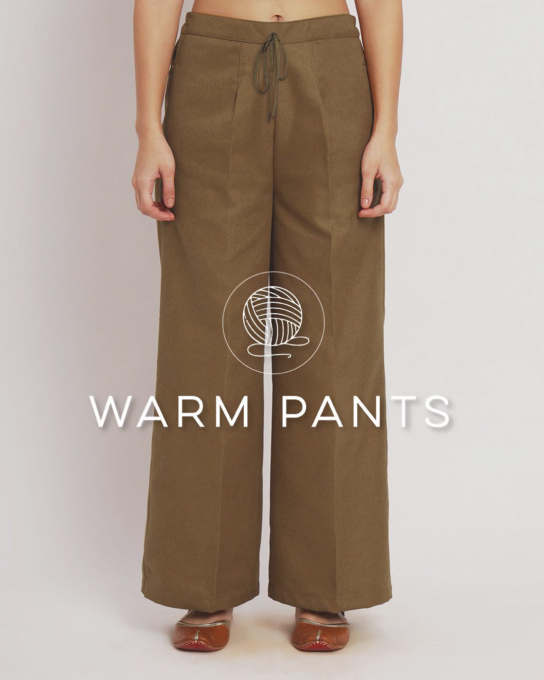 Peanut Brown Woolen Wide Pants