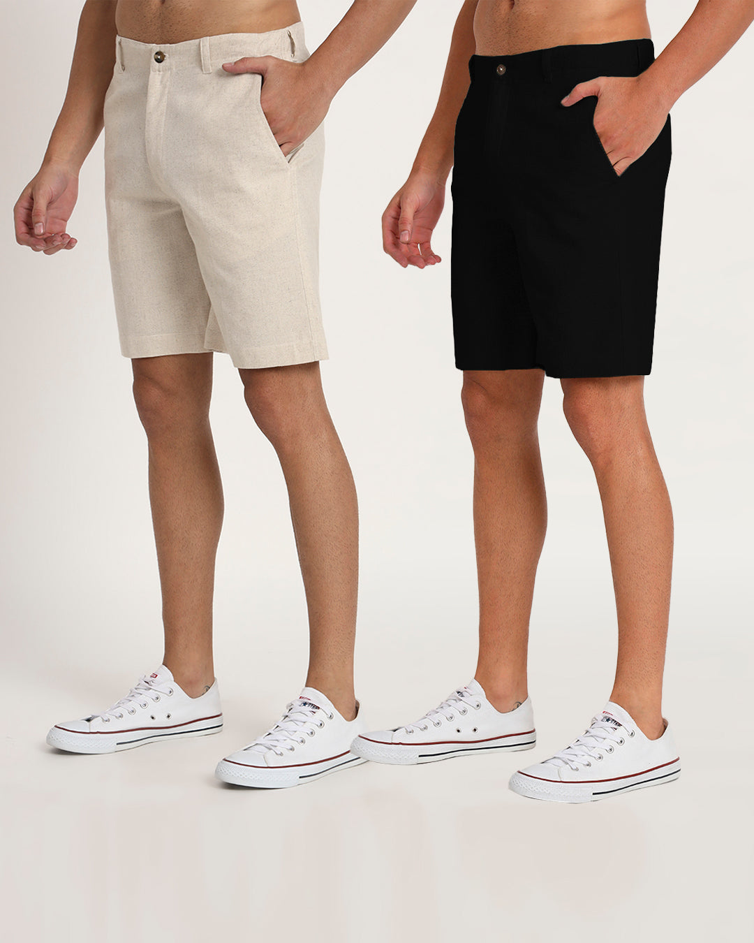 Combo : Ready For Anything Black & Beige Men's Shorts