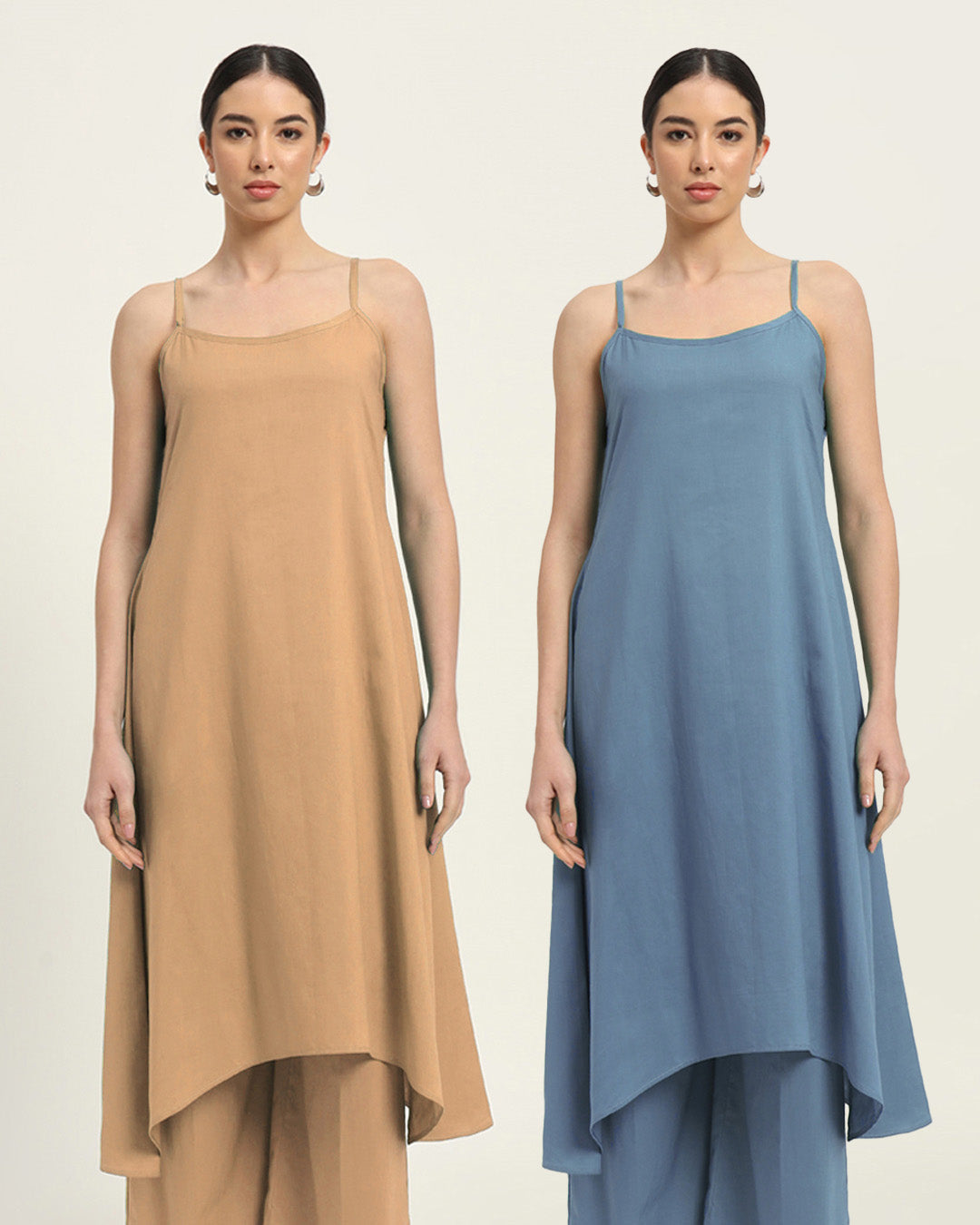 Combo: Beige & Blue Dawn Spaghetti Strands Kurta