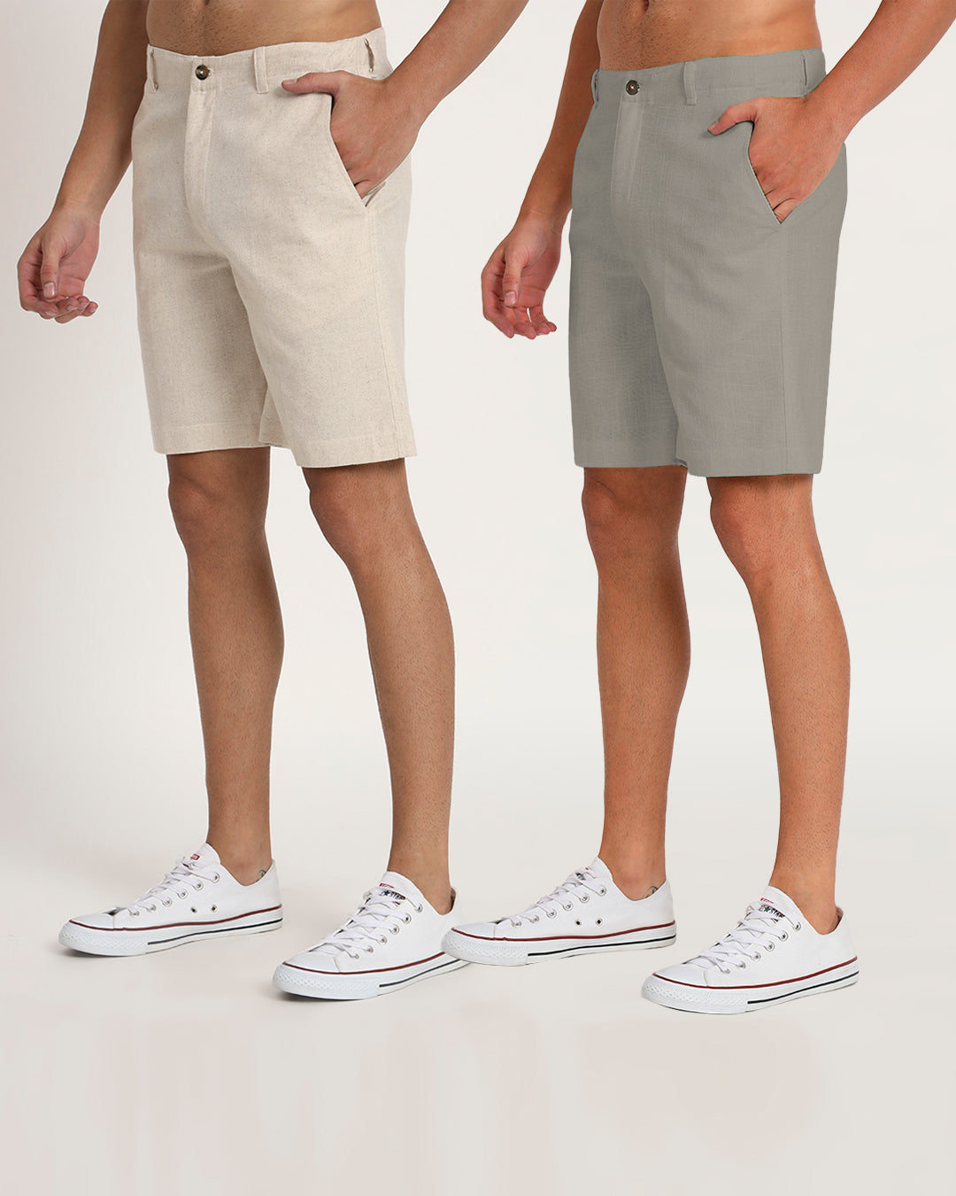 Combo : Ready For Anything Grey & Beige Men's Shorts